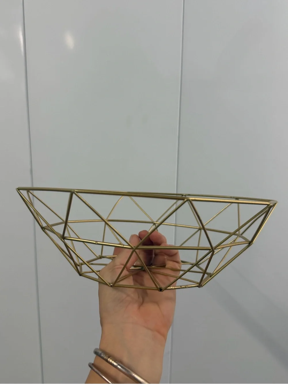 Geometric Metal Wire Fruit Bowl - Gold